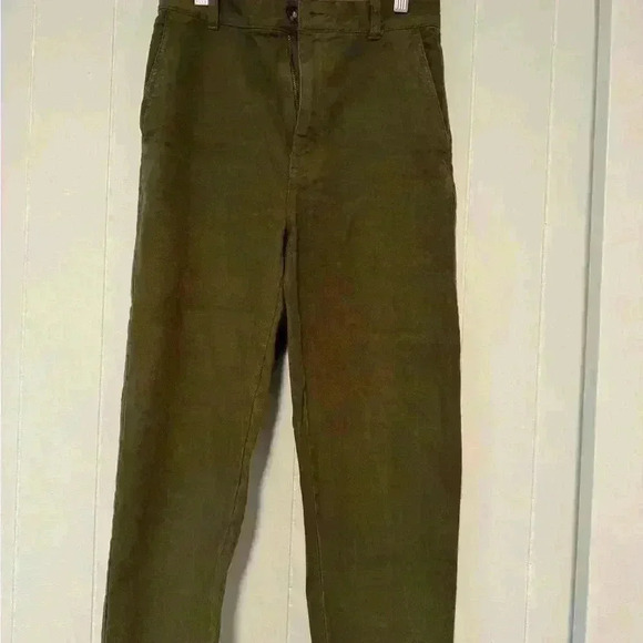 Madewell green camp pants utility cropped elastic waist patch pocket casual. - Picture 1 of 8